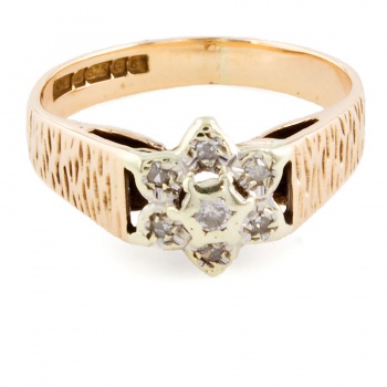 9ct Gold Diamond Cluster Ring Size L